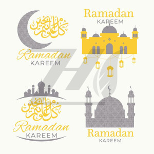 مجموعه لوگو رمضان کریم طرح هلال ماه و مسجد