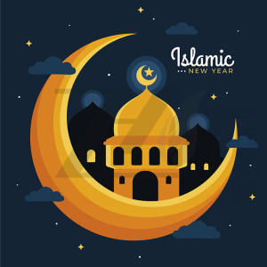 وکتور تصویر مسطح طرح هلال ماه رمضان