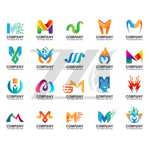 مجموعه لوگو تجاری طراحی شده با حرف m